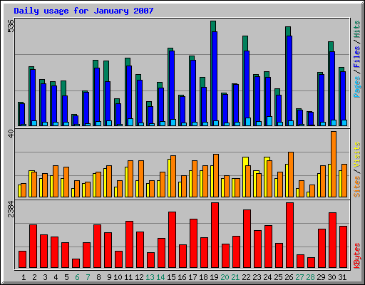 Daily usage for January 2007