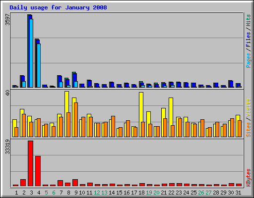 Daily usage for January 2008