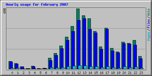 Hourly usage for February 2007